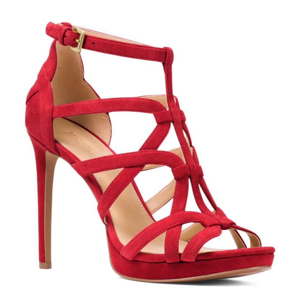 New in Box. Michael Kors Sandra Platform Red suede